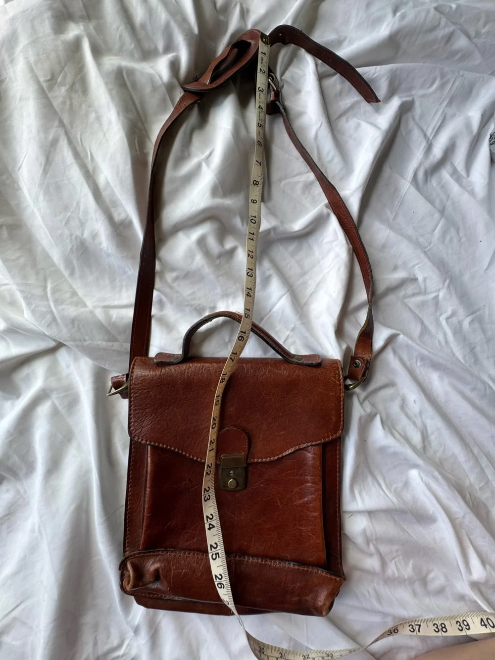 Vintage Brown Leather Crossbody Bag